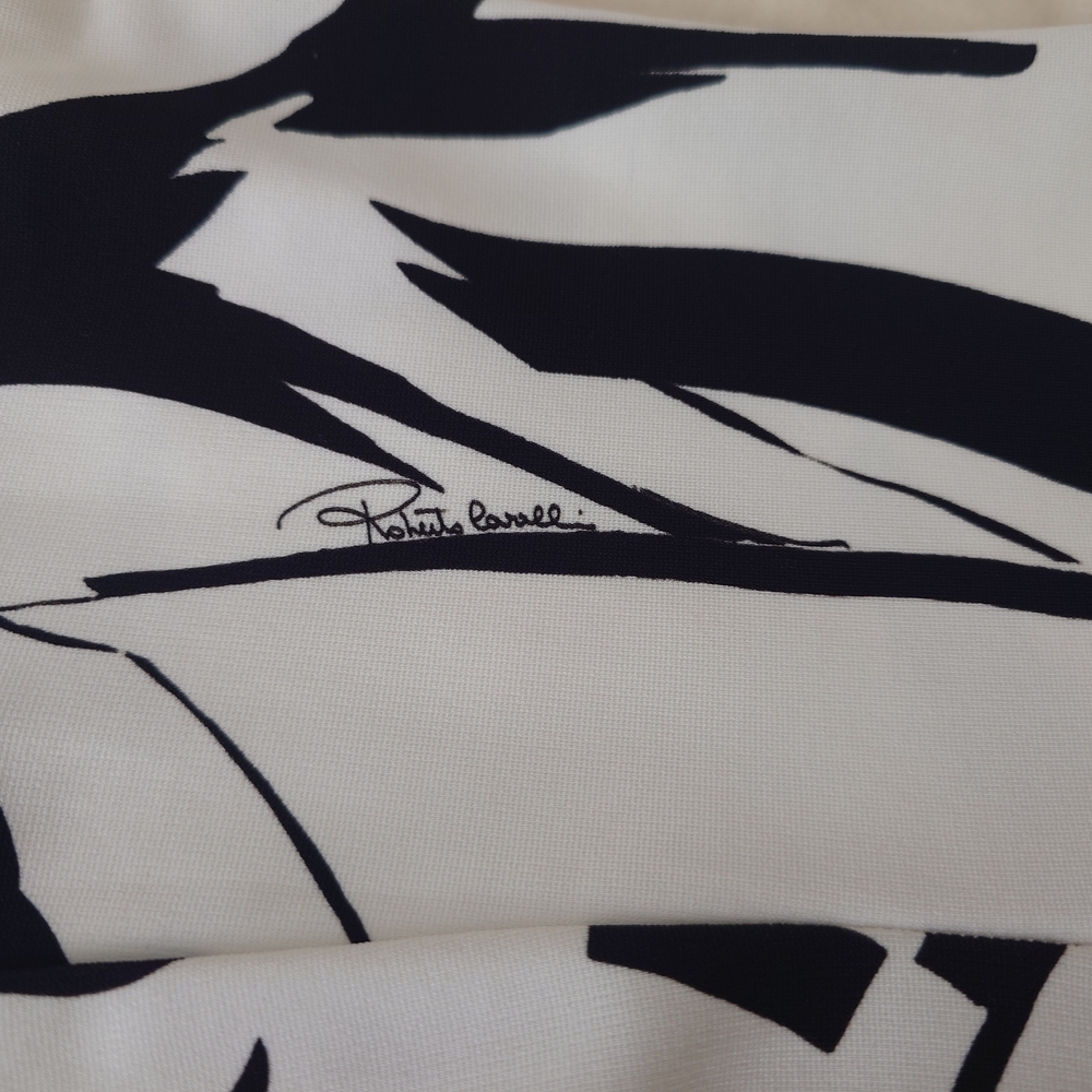 FLAW Zip-up ROBERTO CAVALLI Runway Leaves Print Black White Short Dress Mini 38 - Picture 15 of 16
